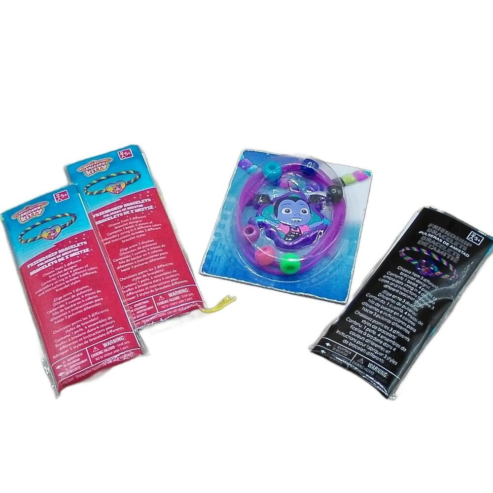 Friendship Bracelet and Necklace Party Favor Lot: Uni-Kitty, Trolls, Vampirina